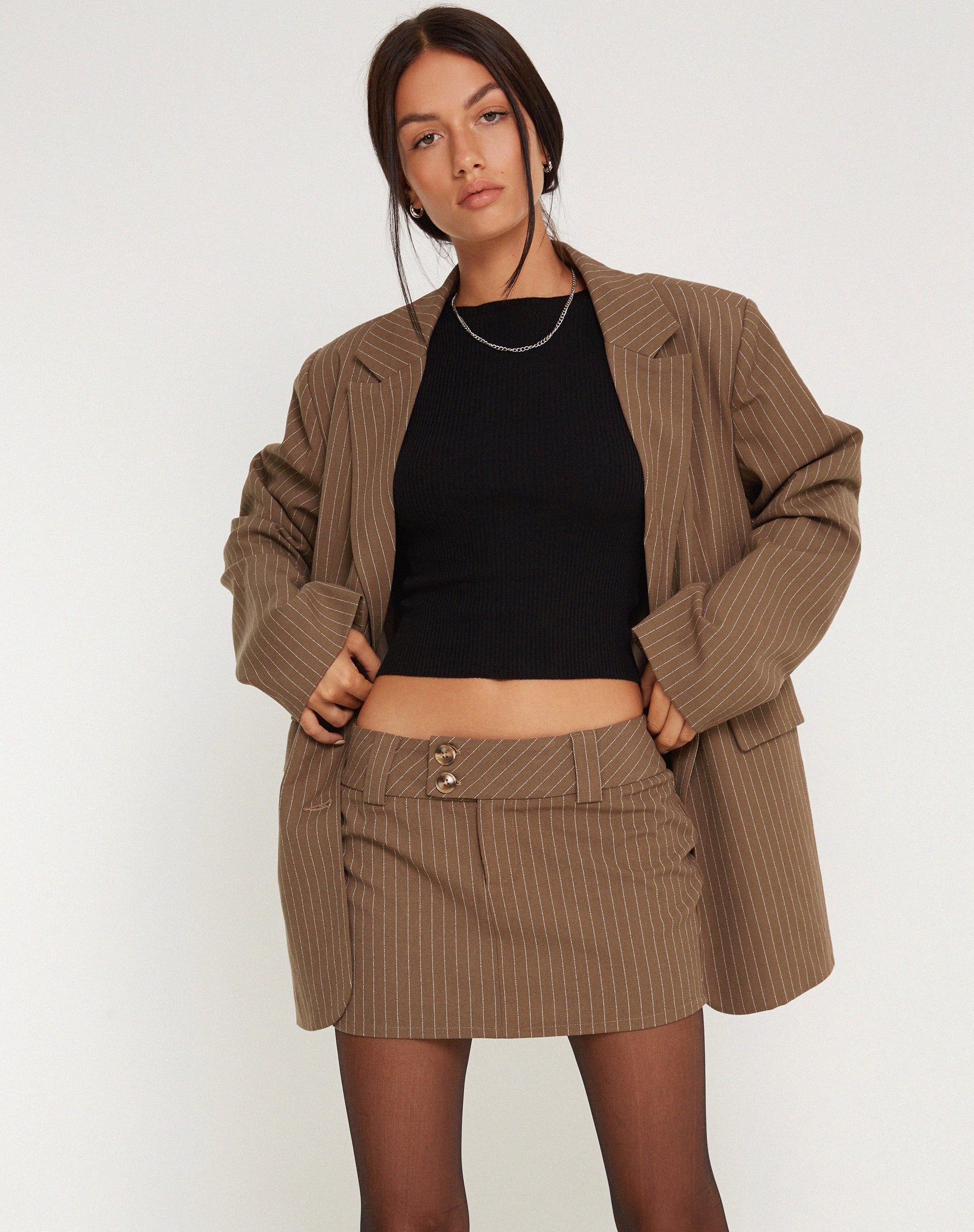 Afbeelding van Maiwa Blazer Krijtstreep Bruin