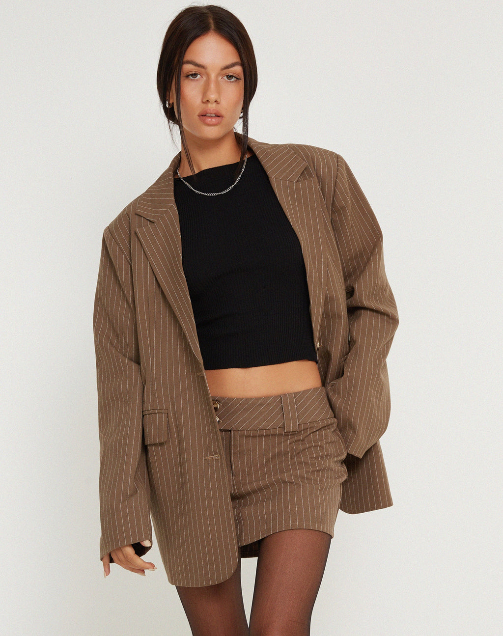 Maiwa Blazer in Krijtstreep Bruin