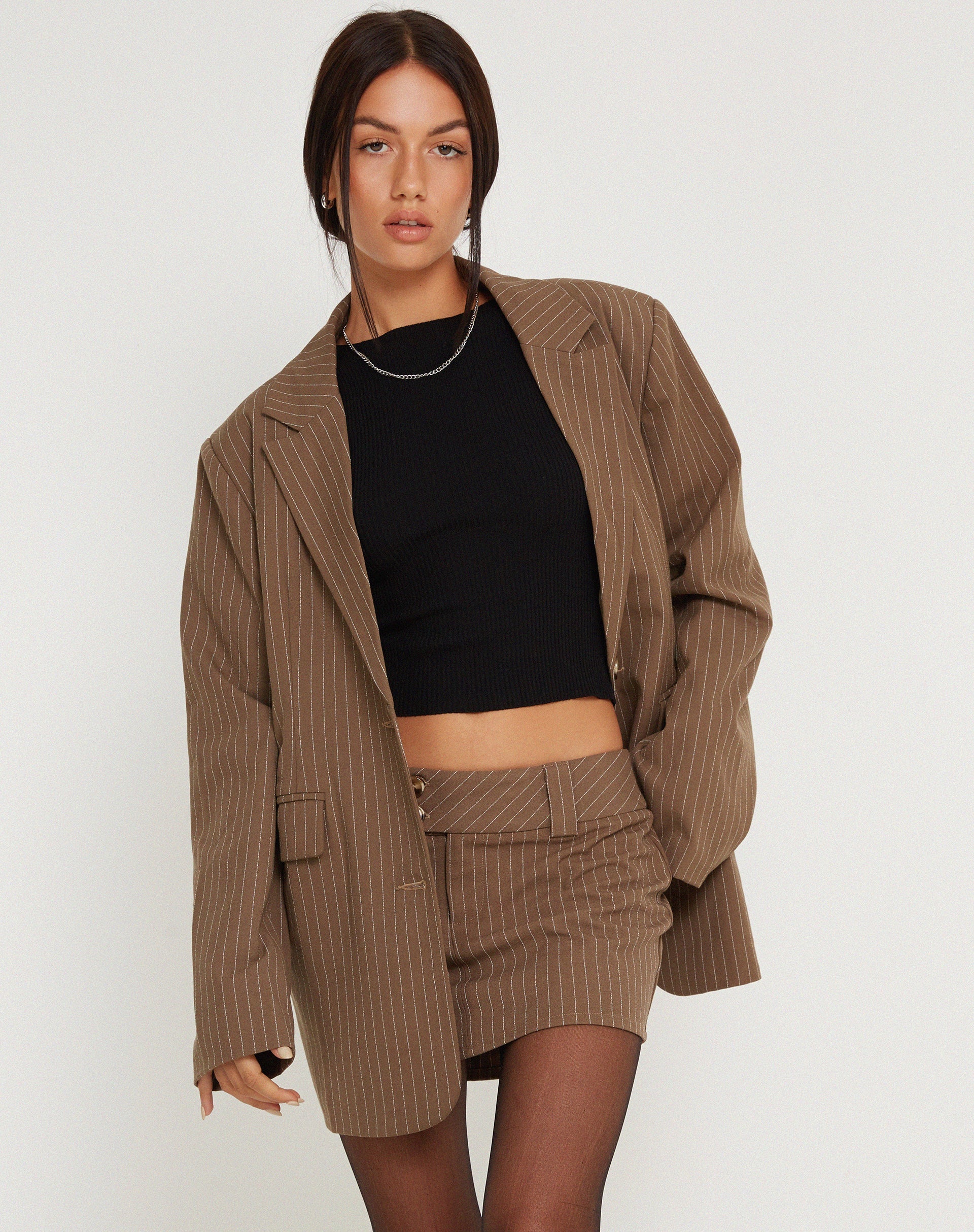Afbeelding van Maiwa Blazer Krijtstreep Bruin