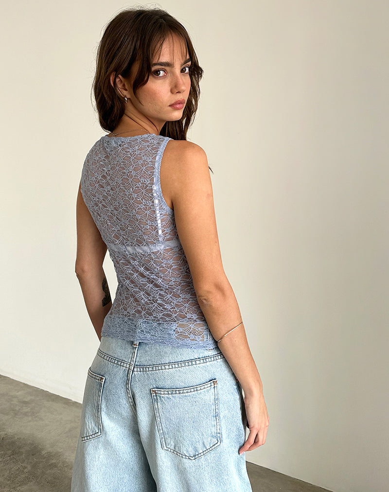 Afbeelding van Malachi Vest Top in Lichtblauw Kant