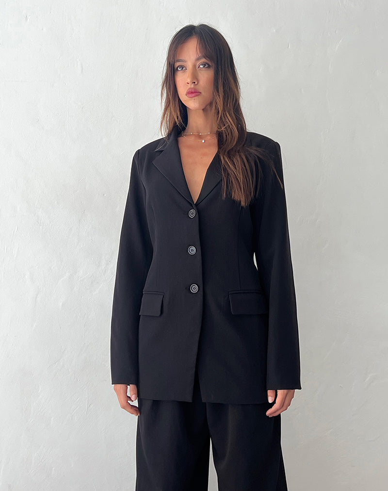 Malana Slim Fit Blazer in Getailleerd Zwart