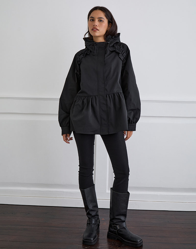 Afbeelding van Malcari Peplum Nylon Jas in Zwart
