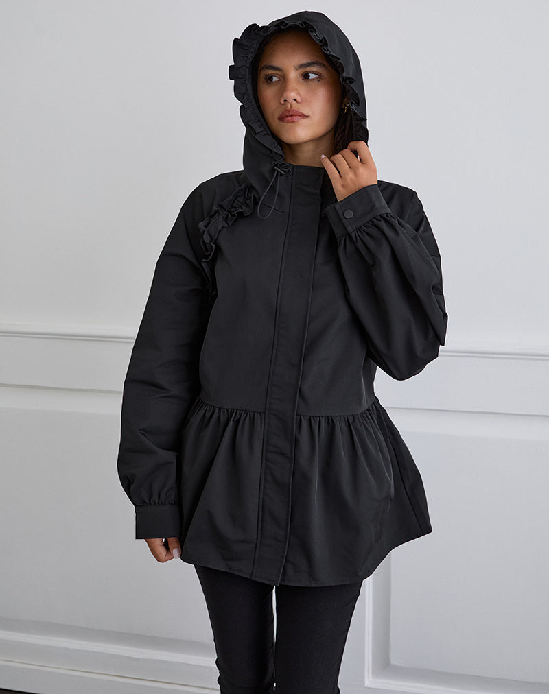 Afbeelding van Malcari Peplum Nylon Jas in Zwart