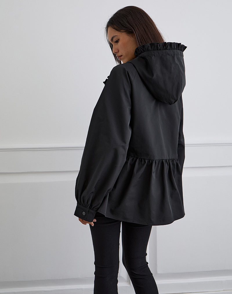 Afbeelding van Malcari Peplum Nylon Jas in Zwart