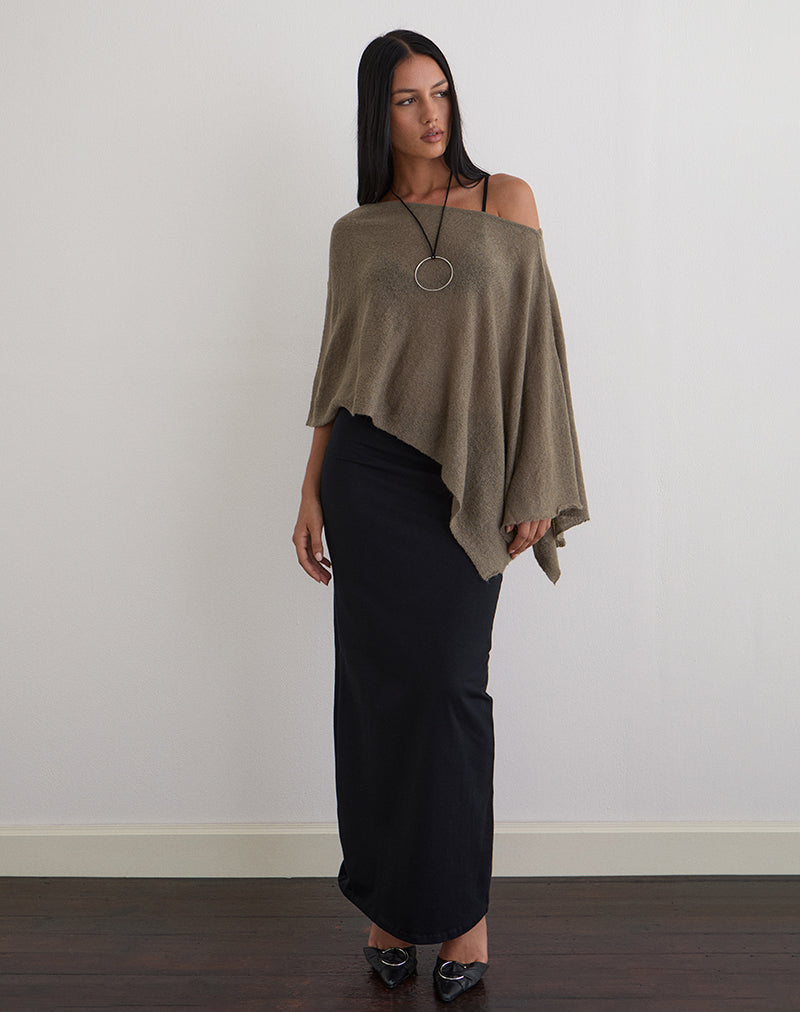 Afbeelding van Maliha Poncho in Sheer Knit Taupe