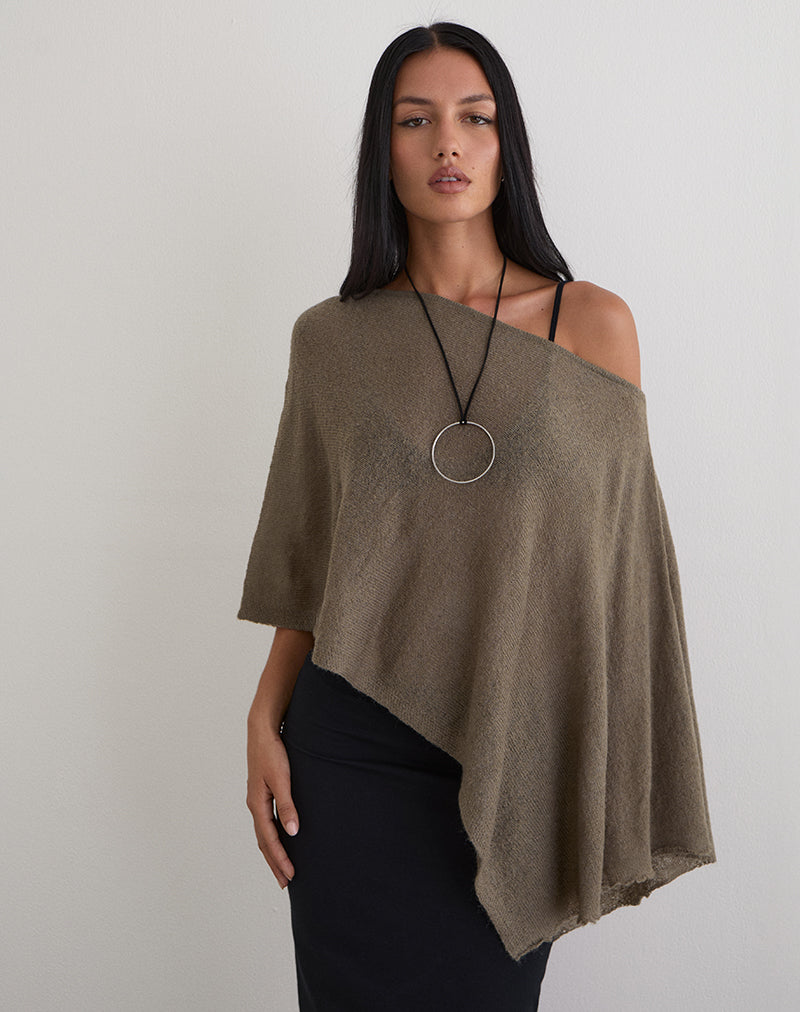 Afbeelding van Maliha Poncho in Sheer Knit Taupe