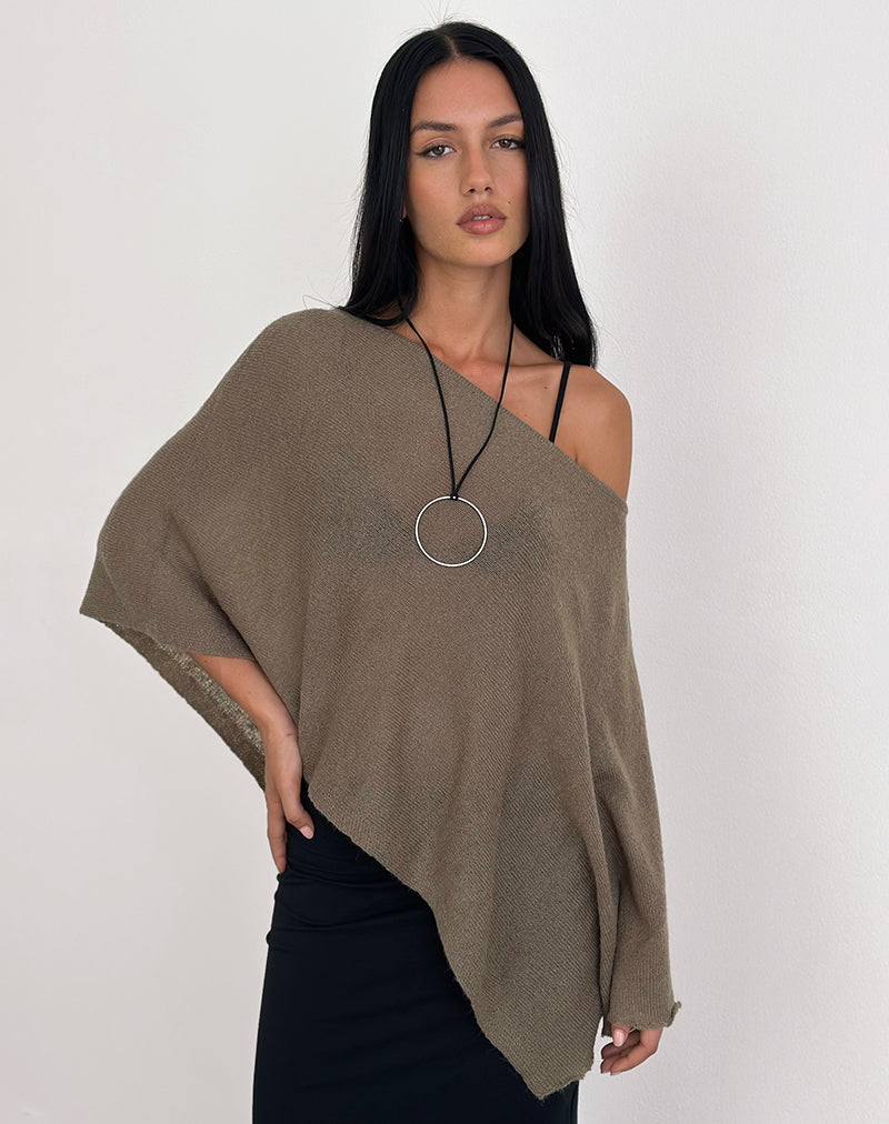 Afbeelding van Maliha Poncho in Sheer Knit Taupe