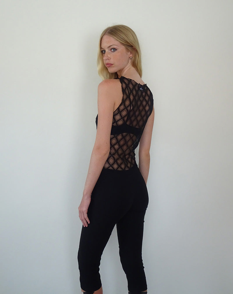 Afbeelding van Maloe Lac Patterned Tank Top in Zwart