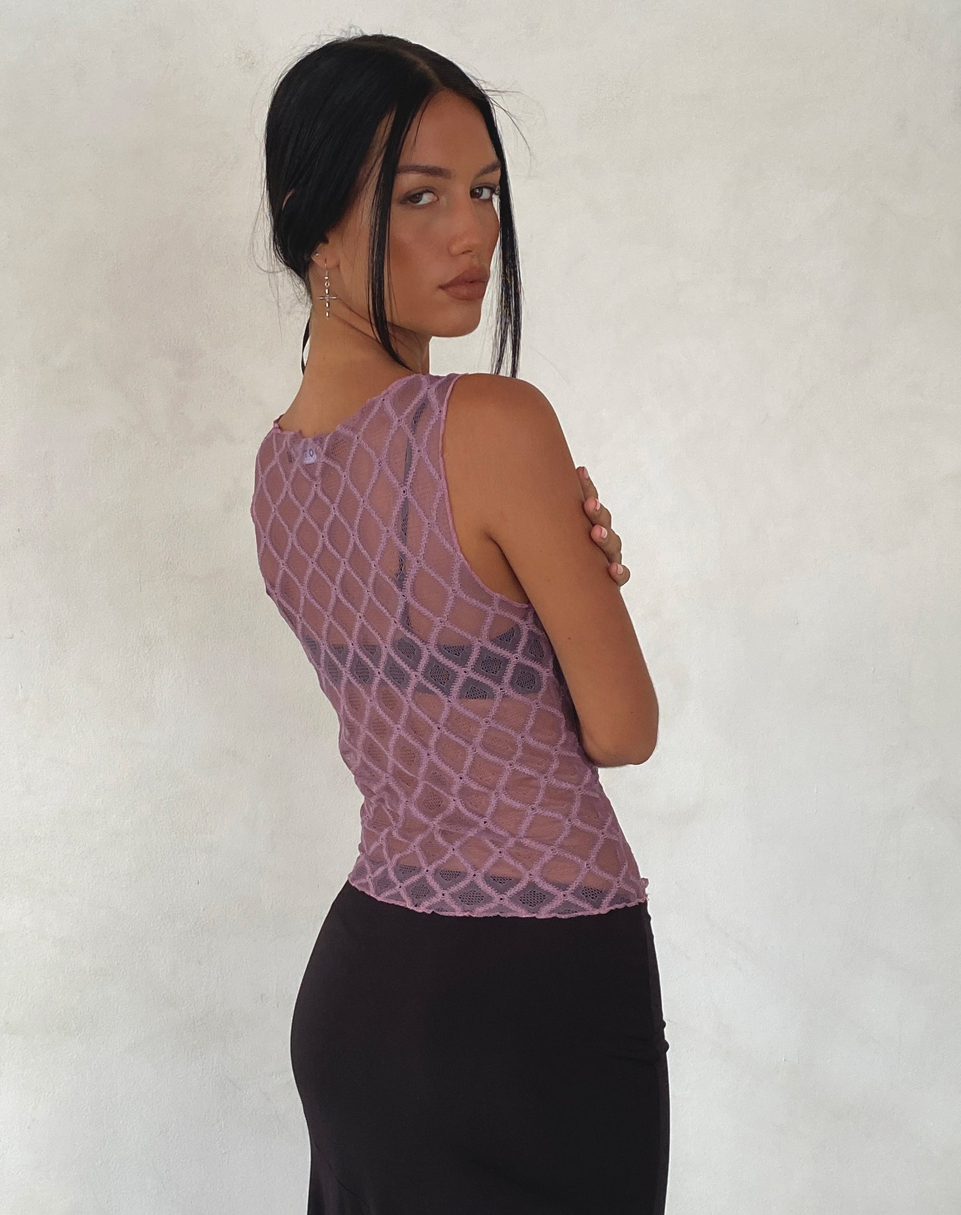 Afbeelding van Maloe Lac Patterned Tank Top in Mauve