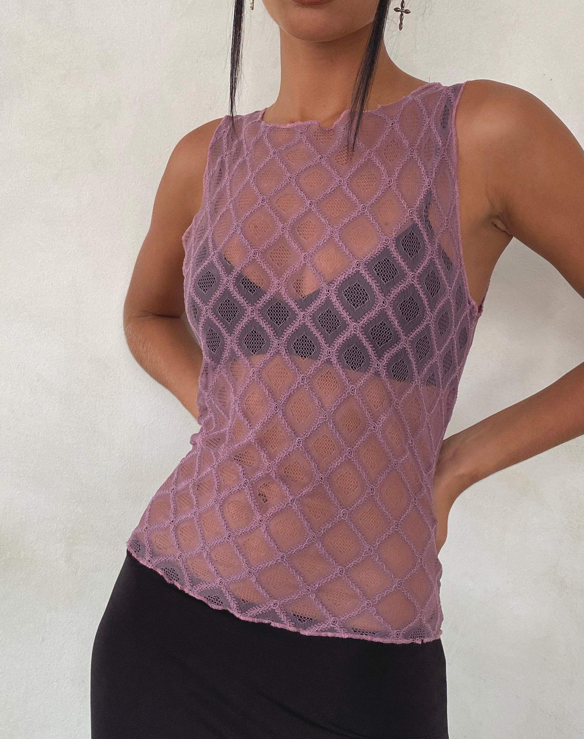 Afbeelding van Maloe Lac Patterned Tank Top in Mauve