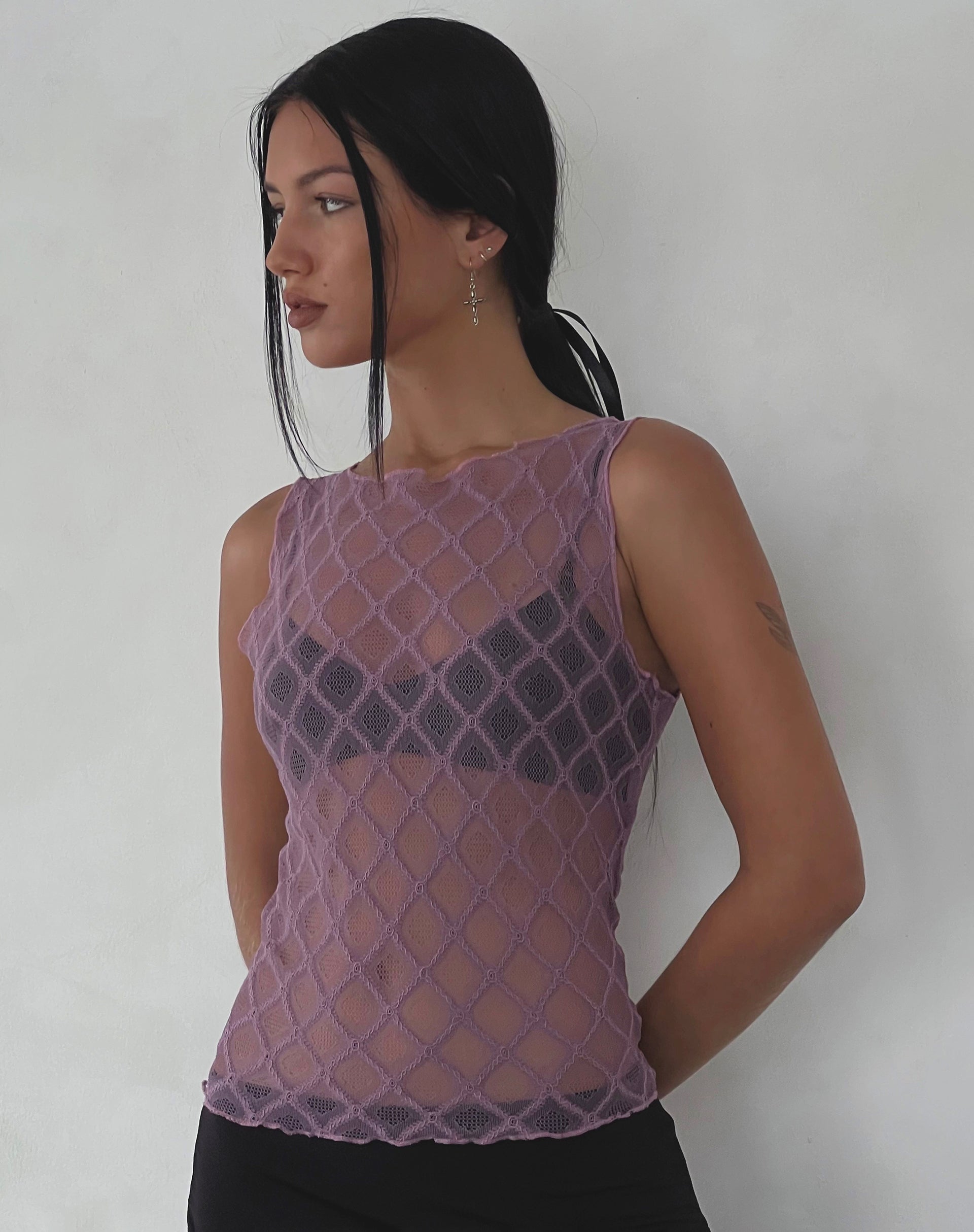 Afbeelding van Maloe Lac Patterned Tank Top in Mauve