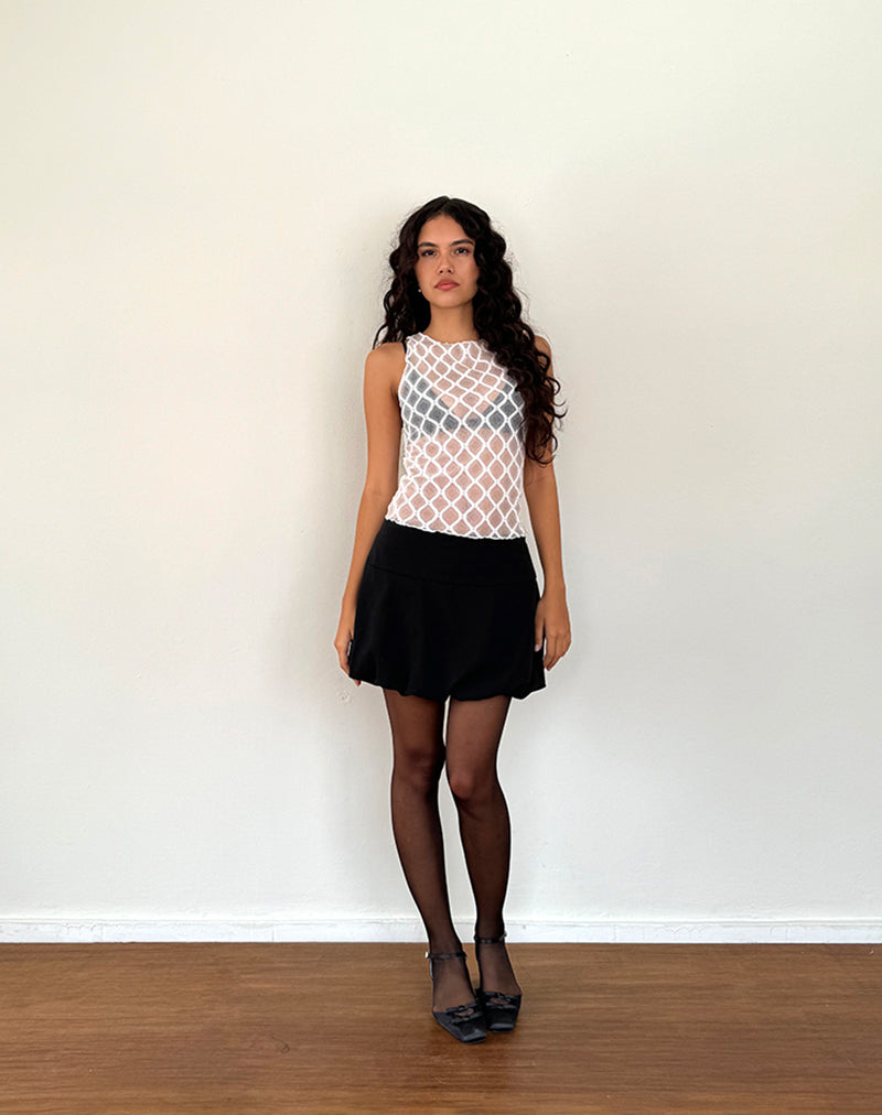 Afbeelding van Maloe tank top met kantpatroon in wit