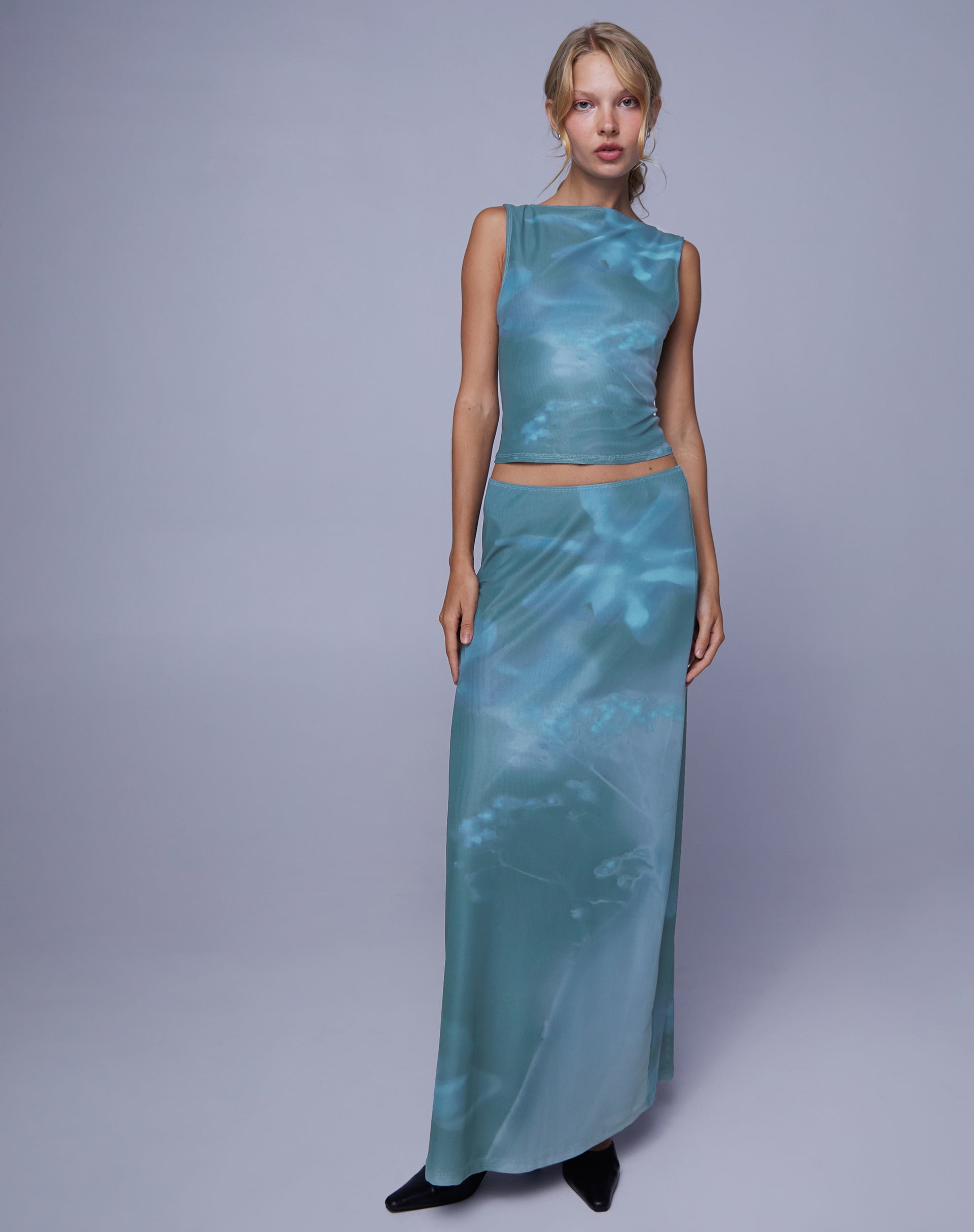 Afbeelding van Nola Maxi Rok in Lumen Bloemig Blauw