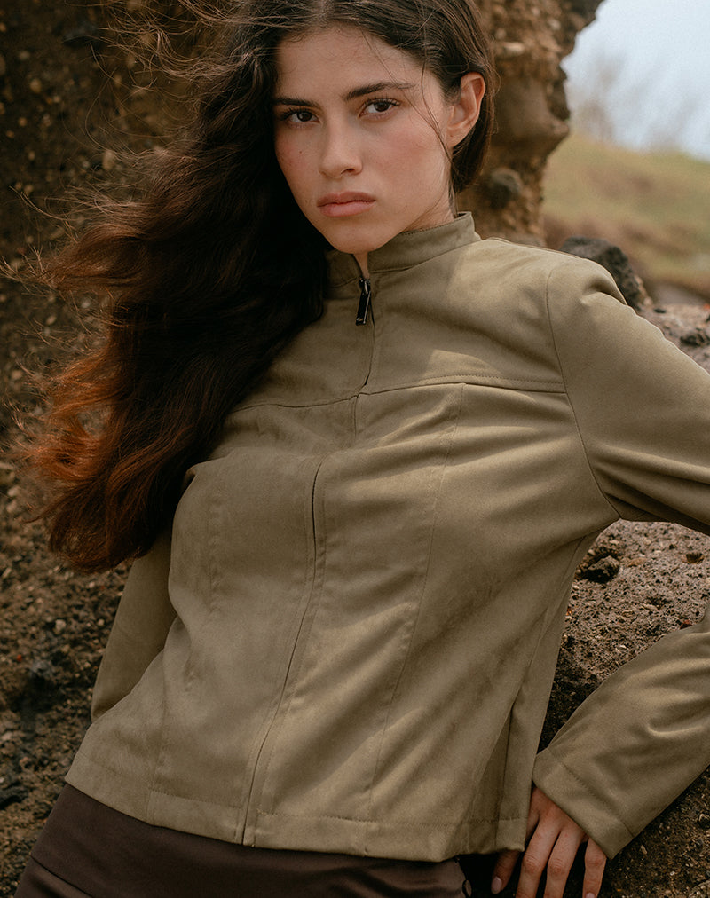 Mandy jasje in walnoot kunstsuède