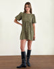 Afbeelding van Marate Puff Sleeve Mini Dress in Grunge Floral Khaki
