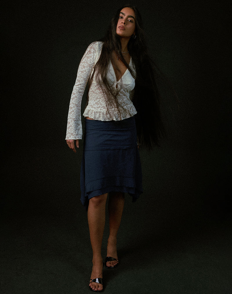 Image of Marella Midi Skirt in Chiffon Blue Graphite