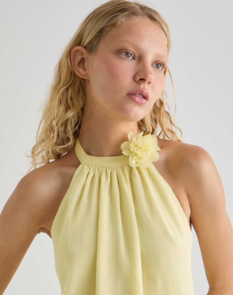 Margaux Mini Jurk in Chiffon Citroen