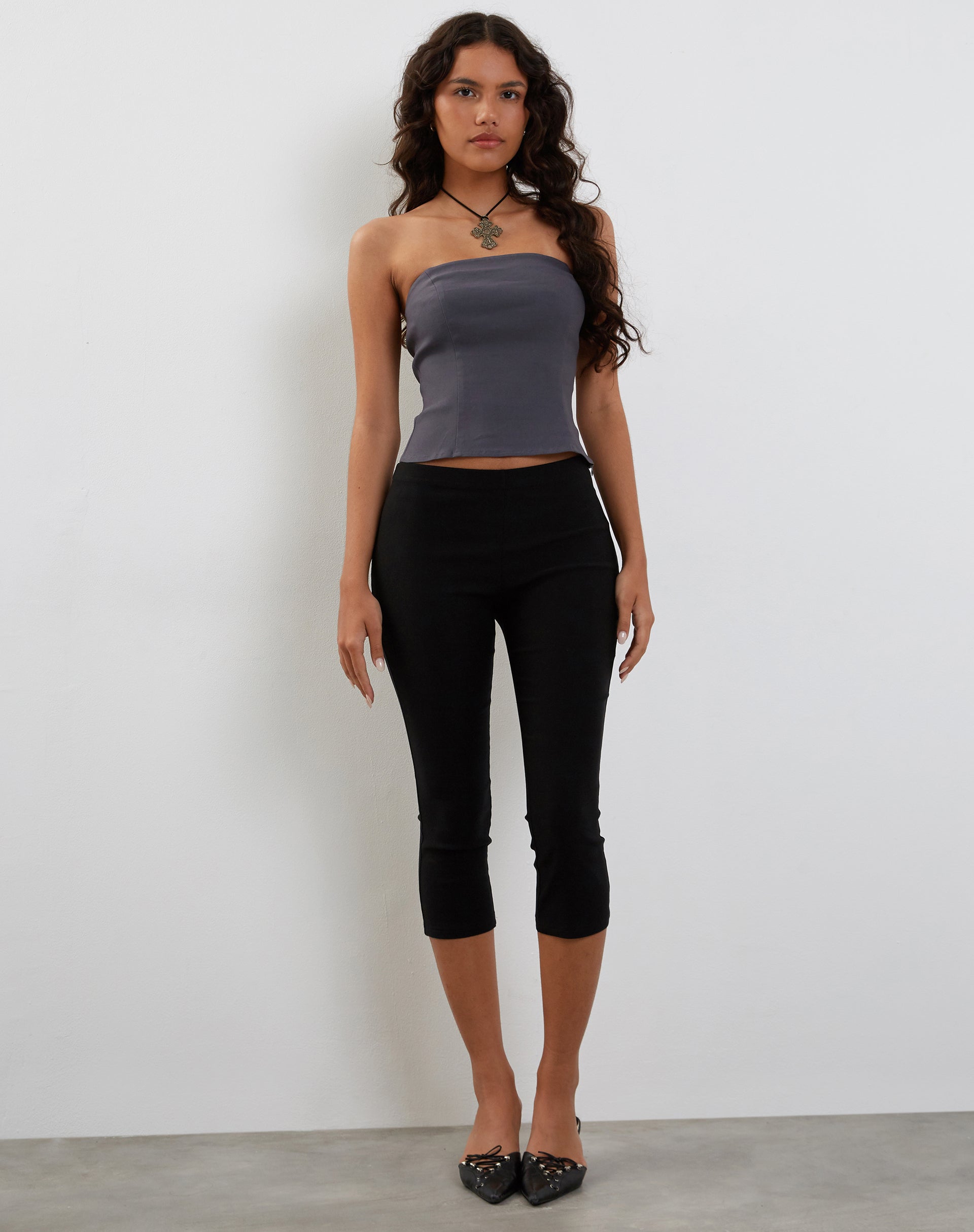 Afbeelding van Maribaya Longline Corset Top in Charcoal Soft Tailoring