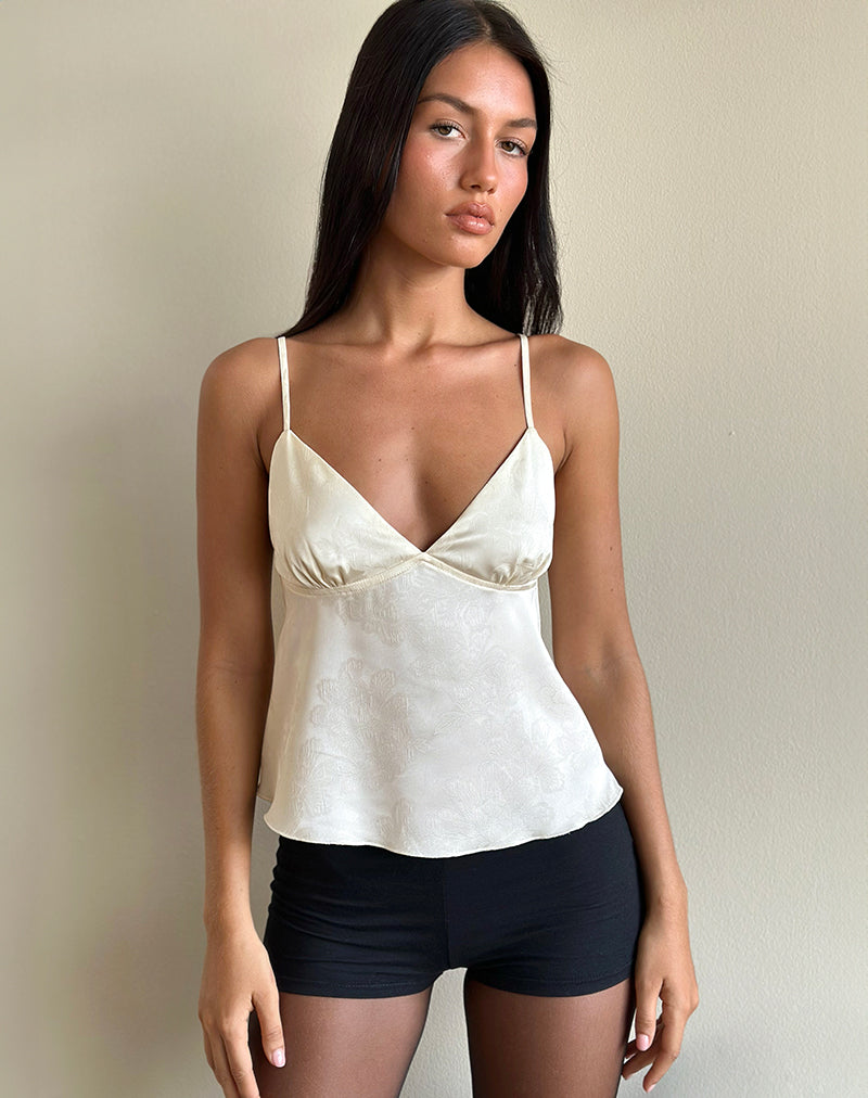 Marinda Top in Satijn Jacquard Ivoor