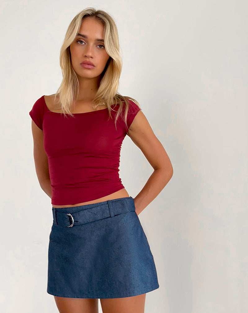 Marine Rok met riem in Denim Chambray Indigo