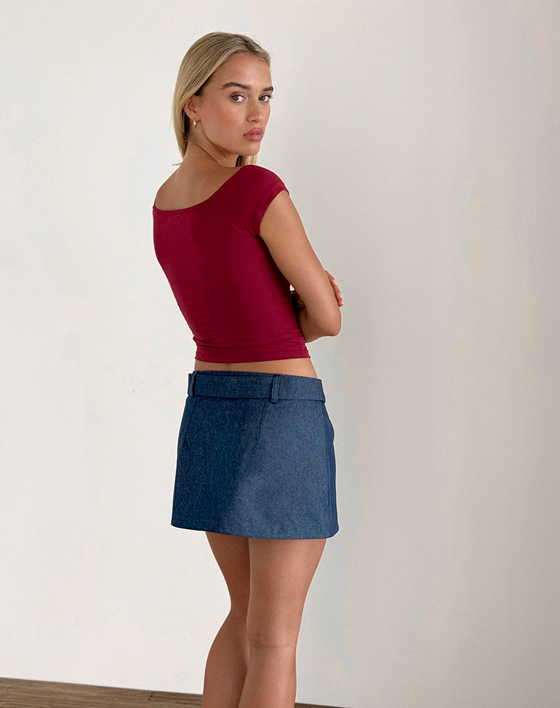 Marine Rok met riem in Denim Chambray Indigo