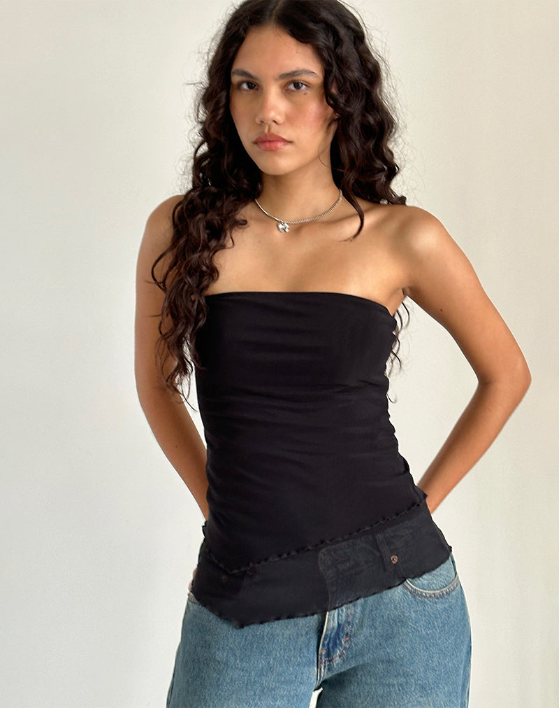 Marissa Lange Asymmetrische Kous Top in Zwart