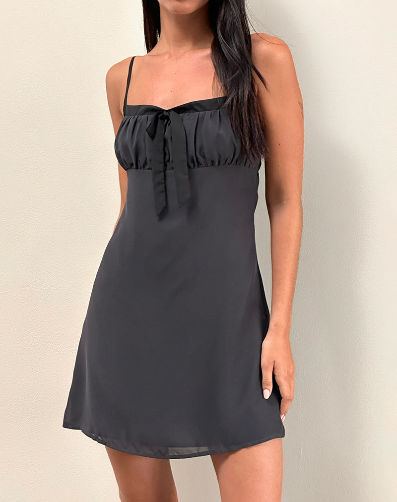 Afbeelding van Martina Mini Jurk in Chiffon Leisteen
