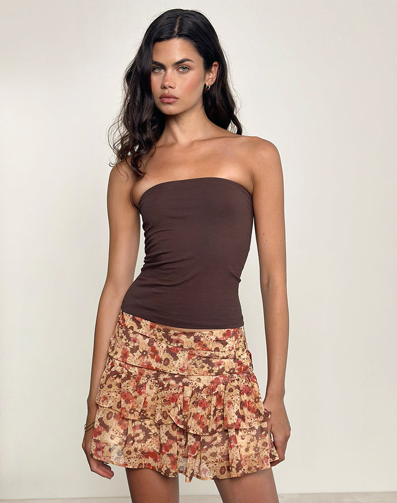 Masama Frill minirok in Chiffon Rusty Flower