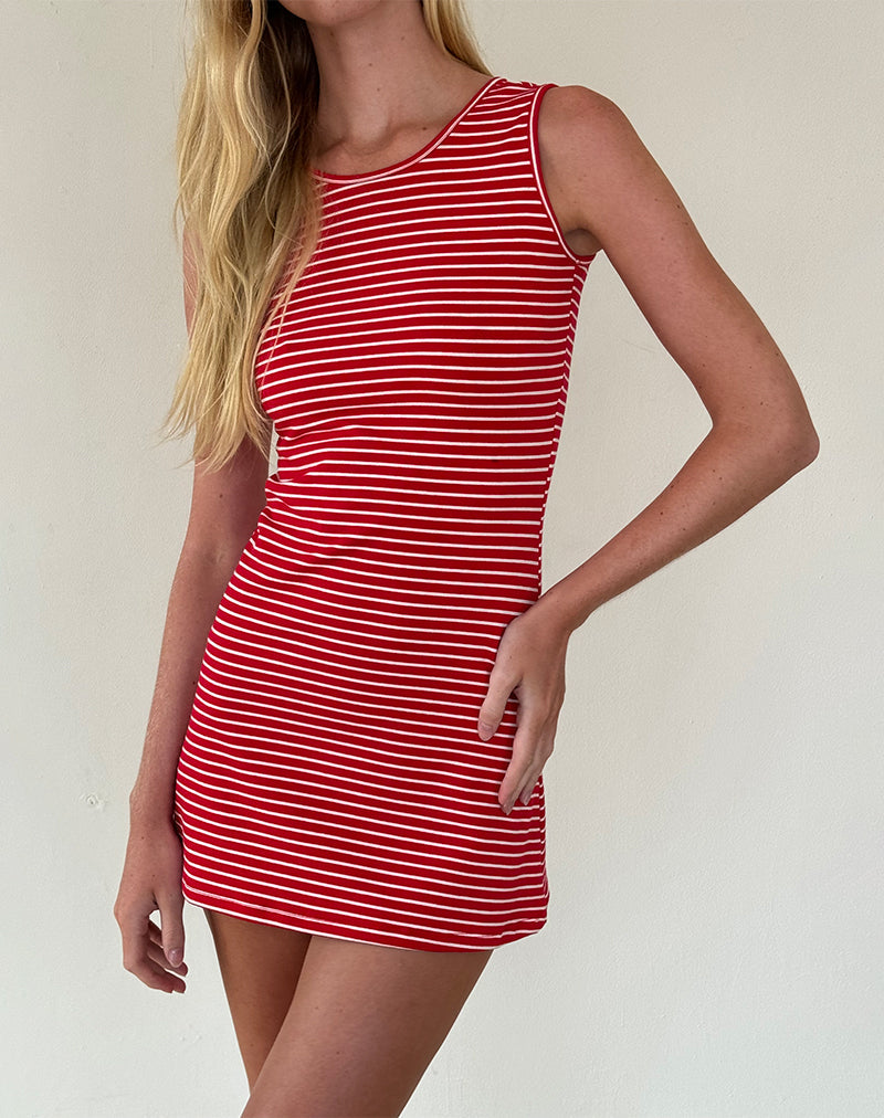 Afbeelding van Masha Mini-jurk in rood-wit gestreept jersey
