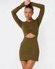 Afbeelding van Matilda Bodycon Jurk in Lycra Donker Olijf