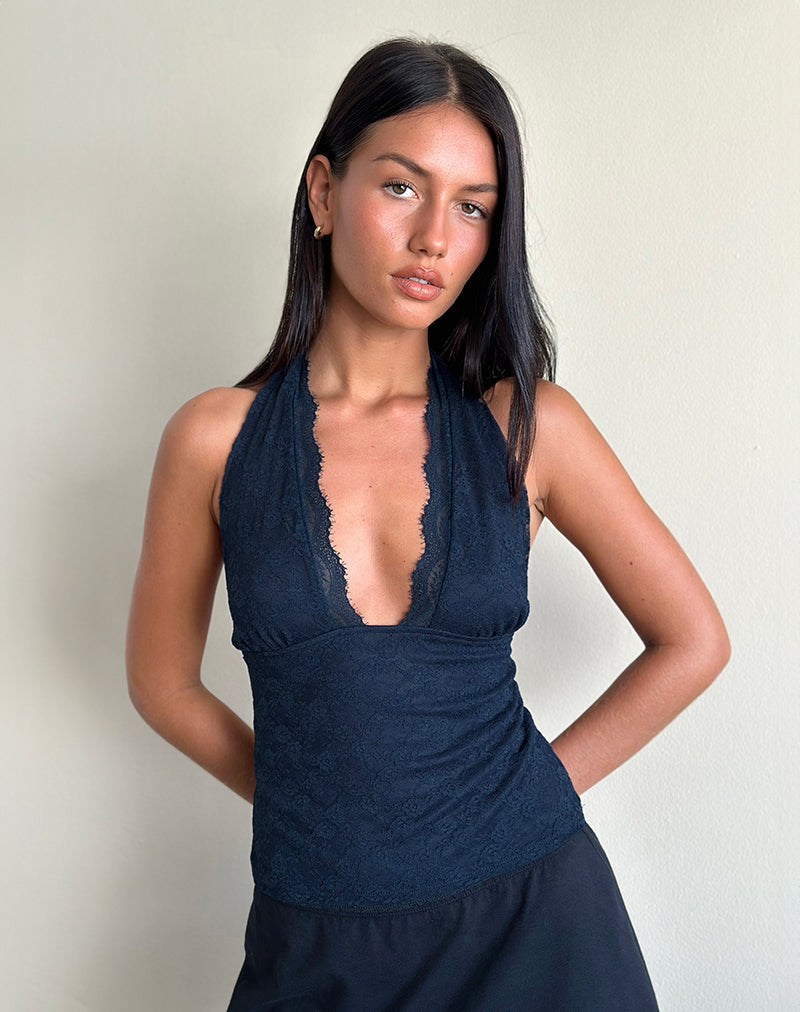 Matua Haltertop in Clover Lace Navy