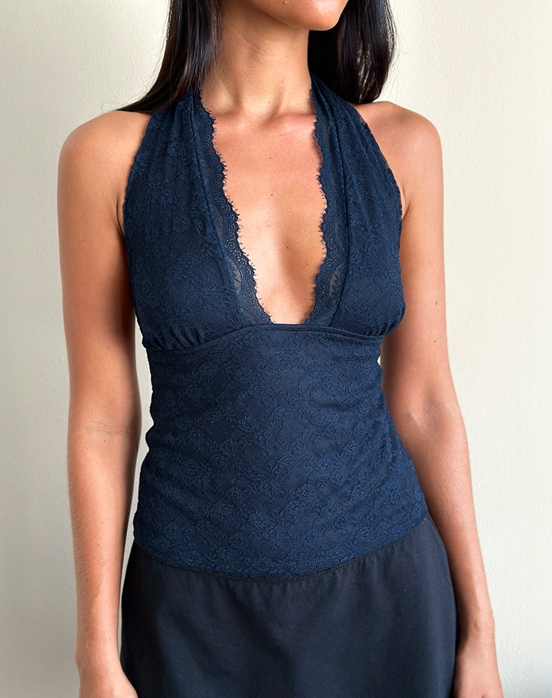 Matua Haltertop in Clover Lace Navy