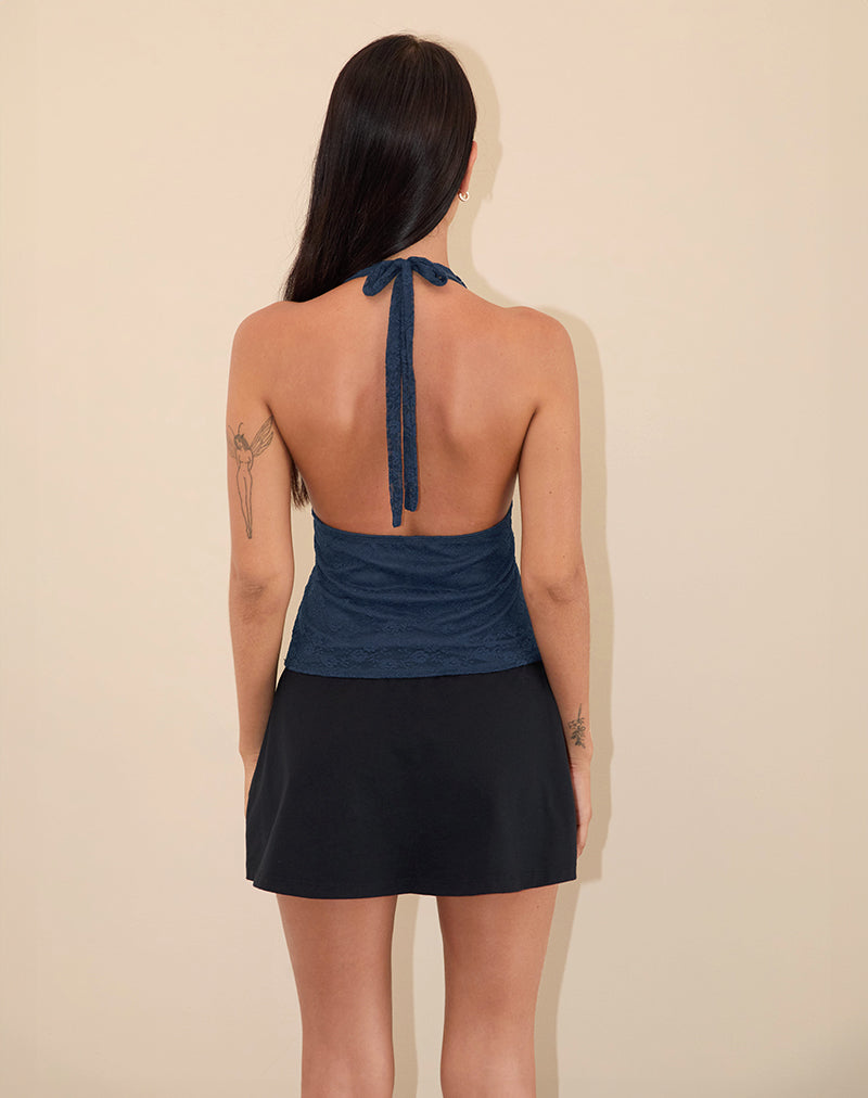 Afbeelding van Matua Halter Top in Clover Lace Navy