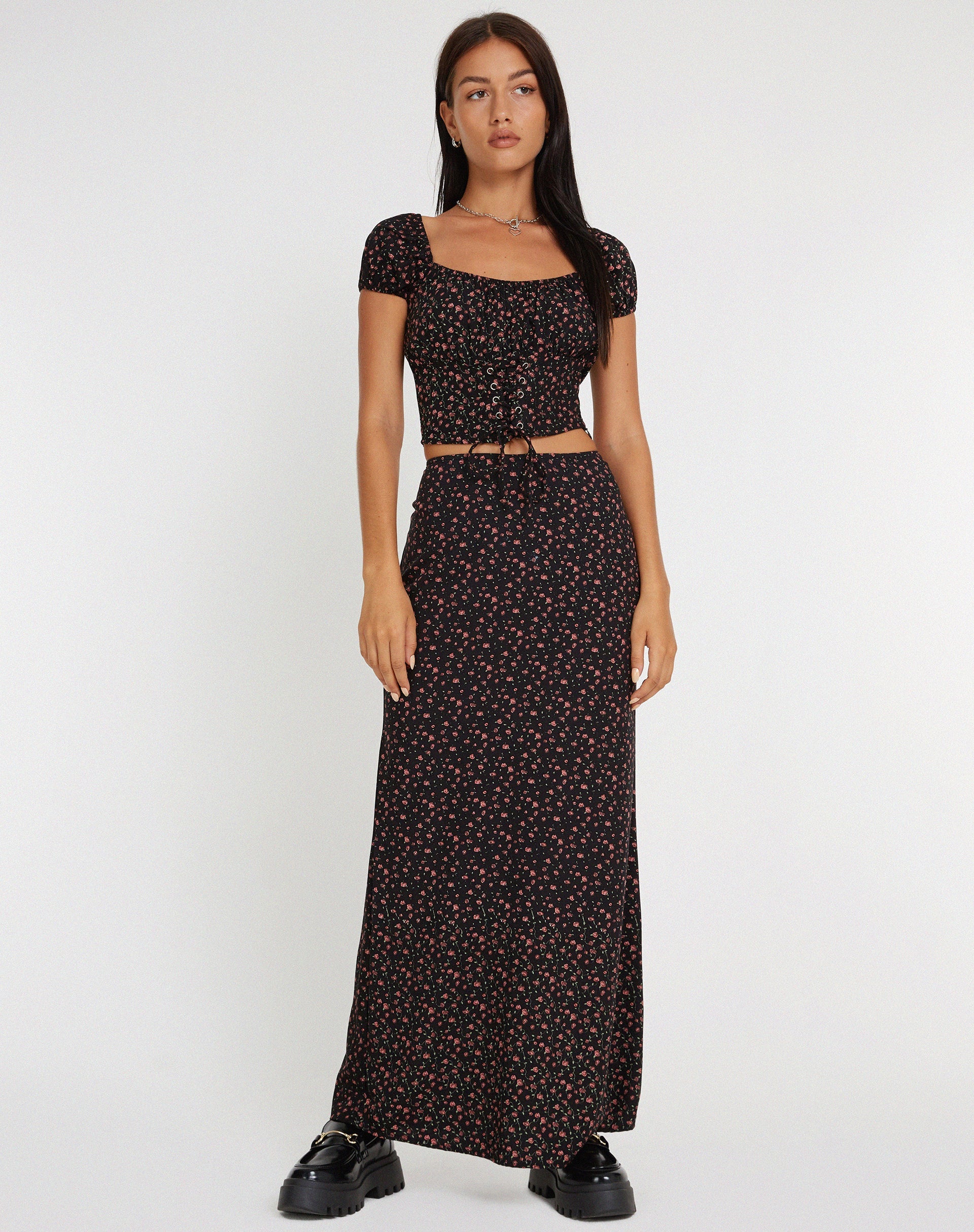 Afbeelding van Mave Crop Top in Donkerroze Roos Zwart
