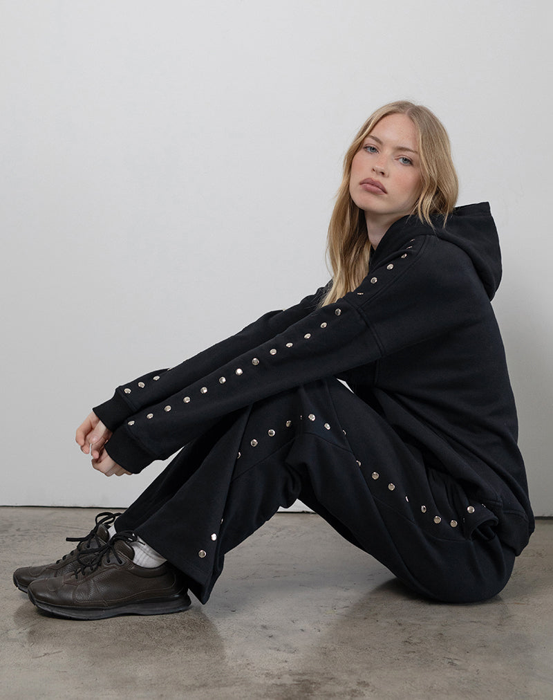 Max Hoodie in Zwart met Studs