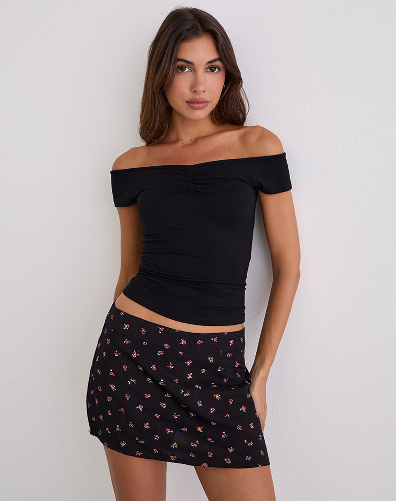 Afbeelding van Mayomi Off Shoulder Ruched Top in Zwart