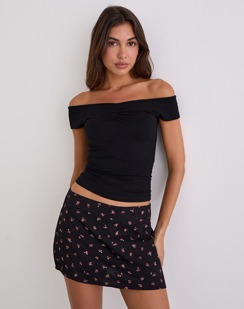 Haruto Skort in Ditsy Rose Garden Zwart