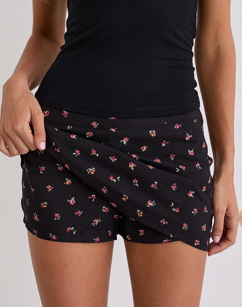 Afbeelding van Haruto Skort in Ditsy Rose Garden Zwart