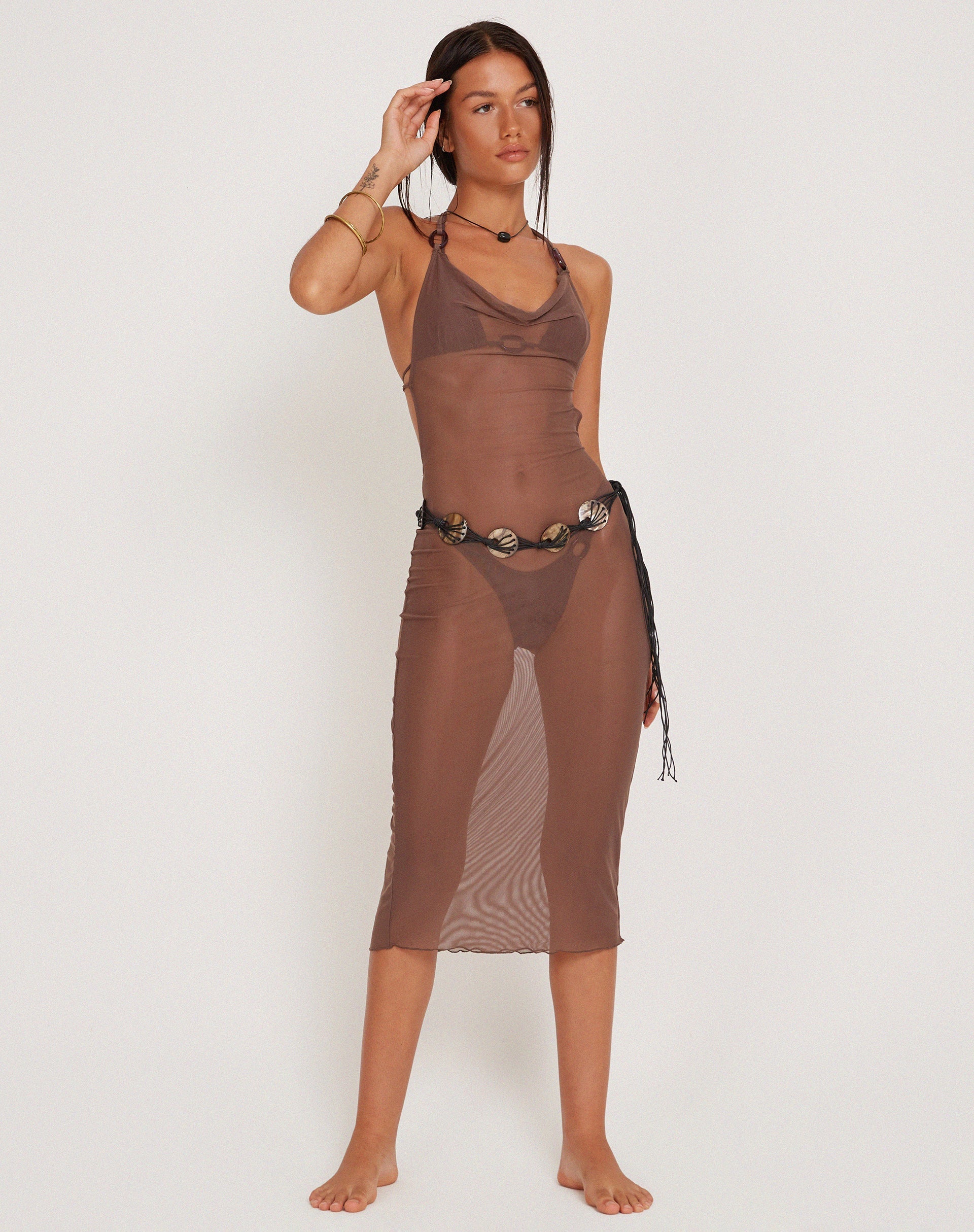 Afbeelding van Maysa Midi Dress in Mesh Coffee