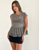 Afbeelding van Mayumi Peplum Top in Chiffon Grijs