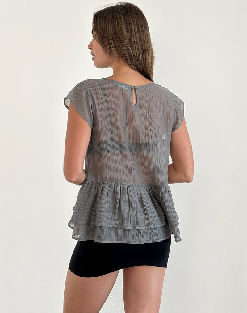 Afbeelding van Mayumi Peplum Top in Chiffon Grijs