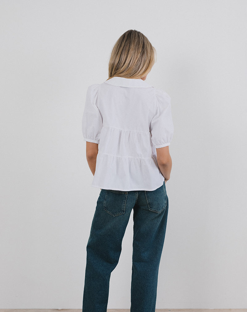 Afbeelding van Medda Puff Sleeve Shirt in Popeline Wit
