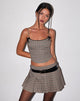 Afbeelding van Casini Geplooide Micro Rok in Micro-Ruit Bruin