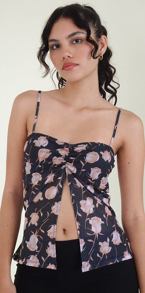 Afbeelding van Megumi Top in Falling Rose Jet Black