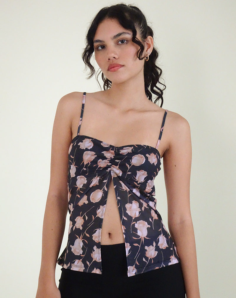 Afbeelding van Megumi Top in Falling Rose Jet Black