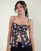 Afbeelding van Megumi Top in Falling Rose Jet Black