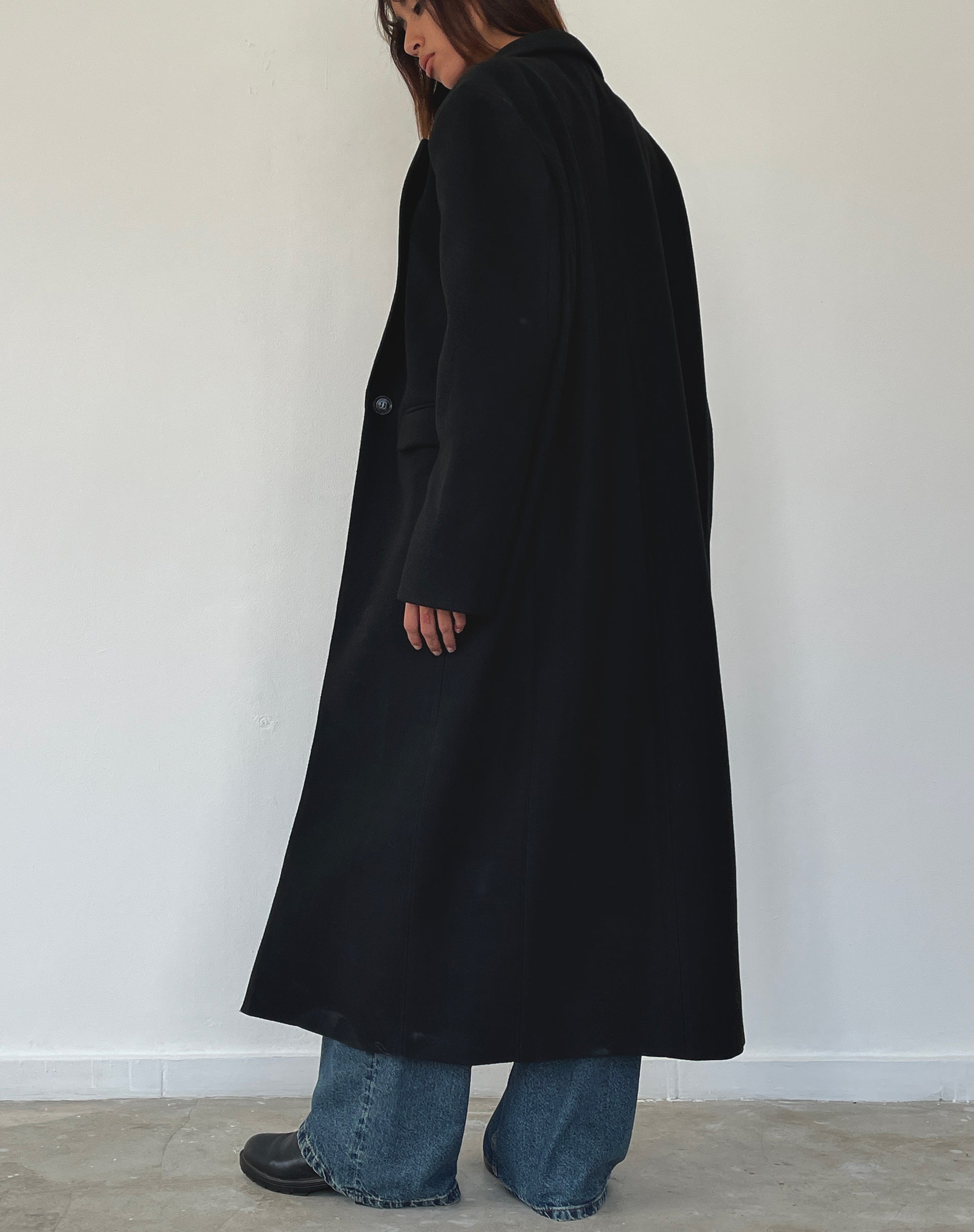 Afbeelding van Melani Wollen Longline Mantel in Zwart