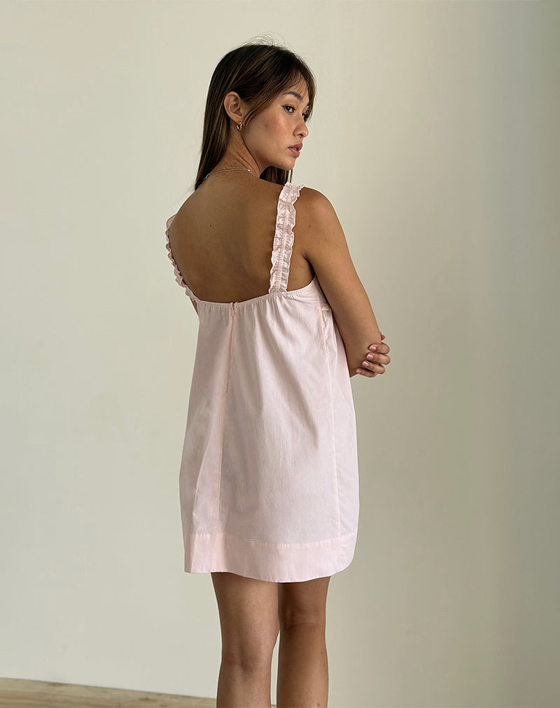 Afbeelding van Melda Tea Mini Dress in Popeline Lichtroze
