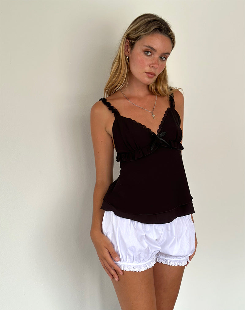 Afbeelding van Melinda Frill Edge Cami Top in Zwart