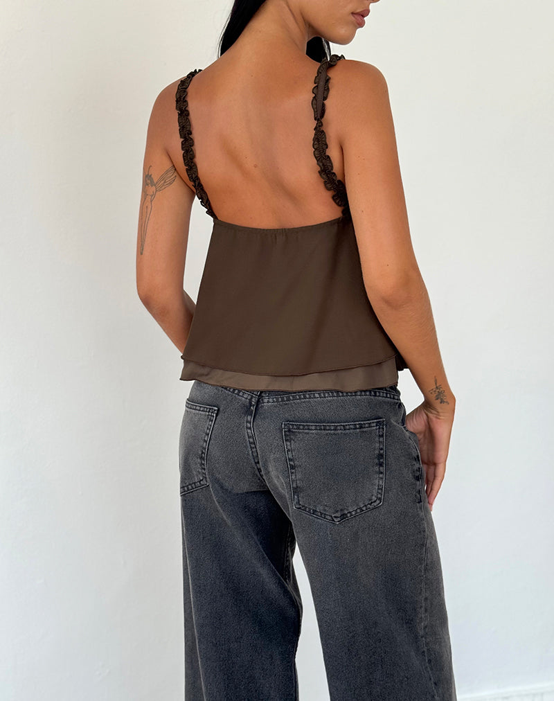 Afbeelding van Melinda Frill Cami Top in Chiffon Olive